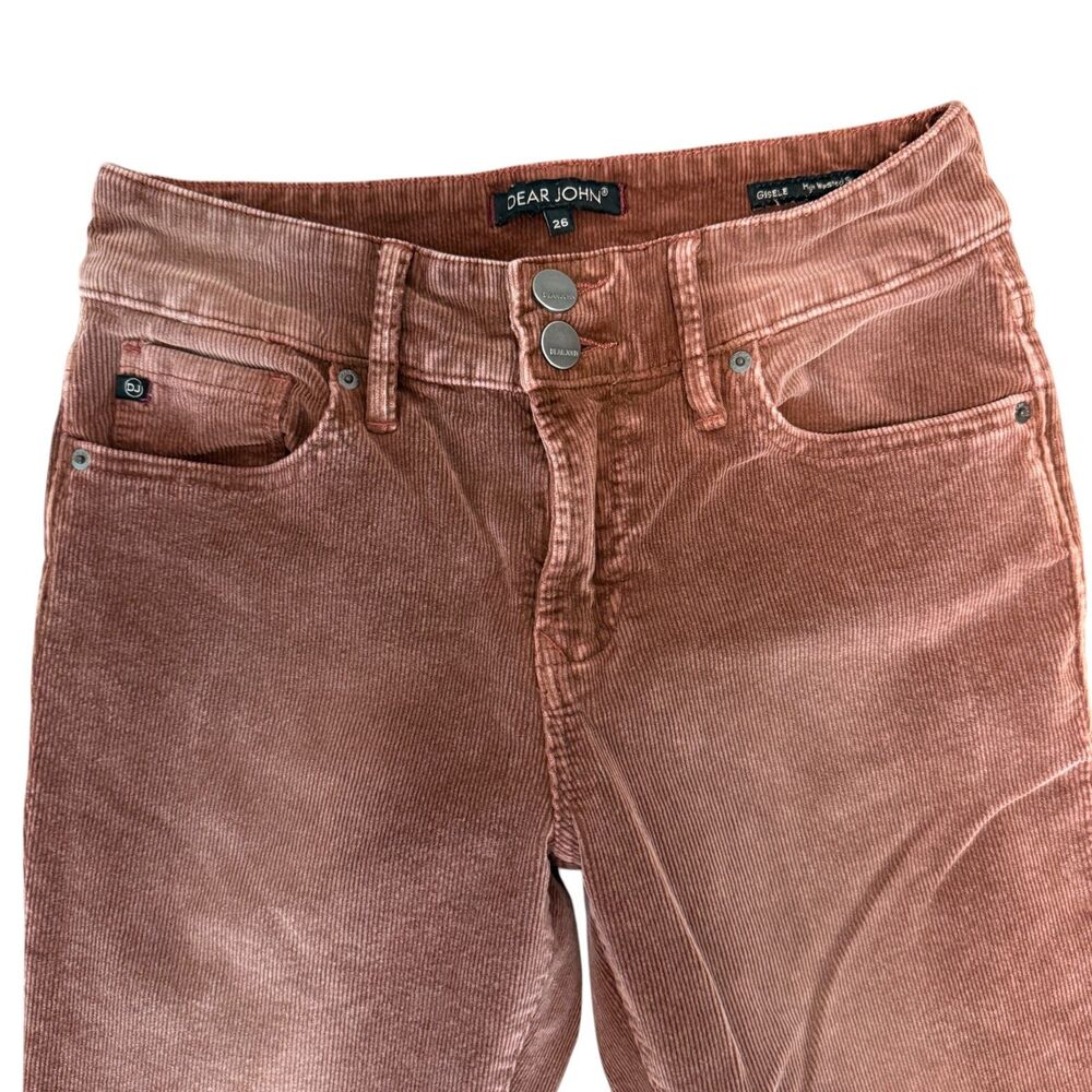 EUC Dear John Gisele High Waisted‎ Skinny Corduroy Jeans Sz 26 Tea Rose Stretch - Picture 4 of 6